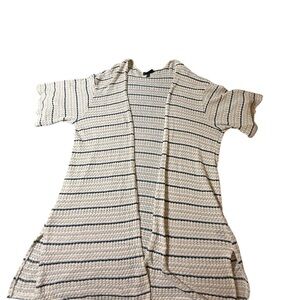 Lane Bryant Open Cardigan 22/24 Cotton Blend Short Sleeve Striped